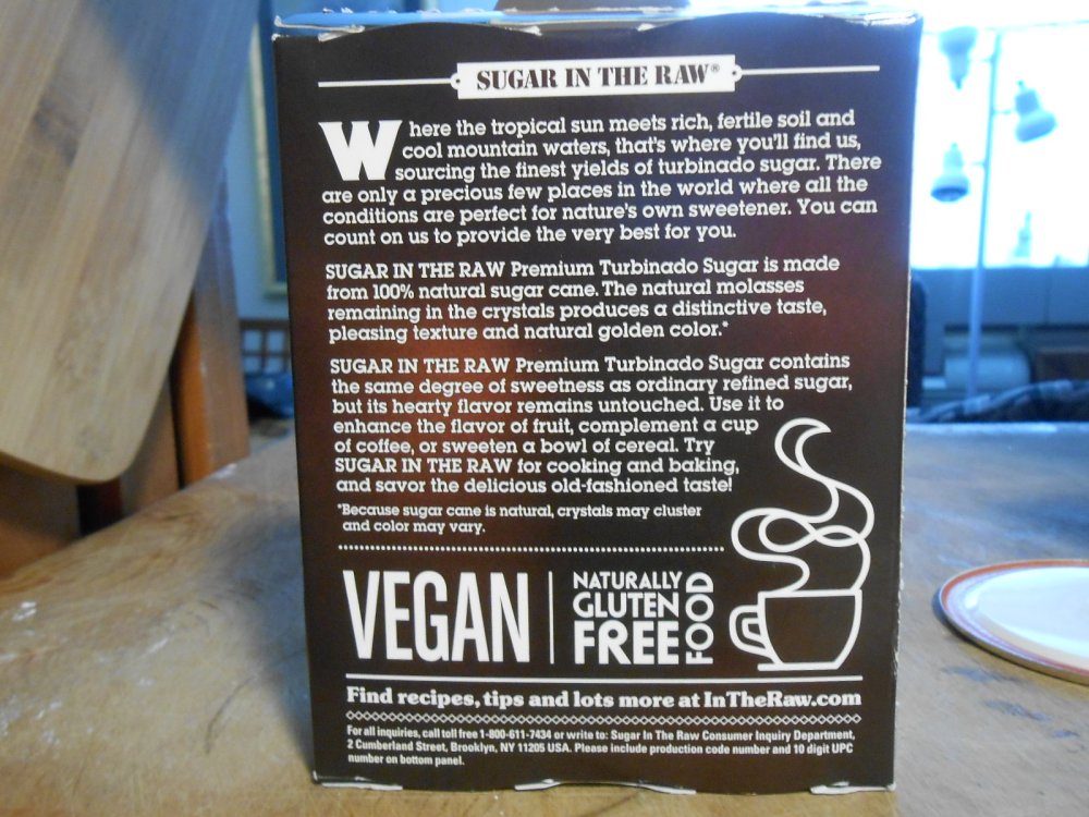 SUGAR IN THE RAW BACK LABEL
