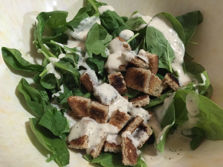 VEGAN CAESAR SPINACH SALAD 1